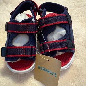 Navy and Red Sandals - Size 6 Medium